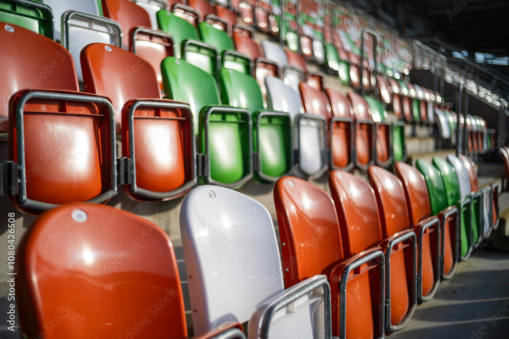 New colorful seats at the stadium