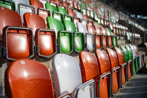 Obraz na płótnie New colorful seats at the stadium w salonie