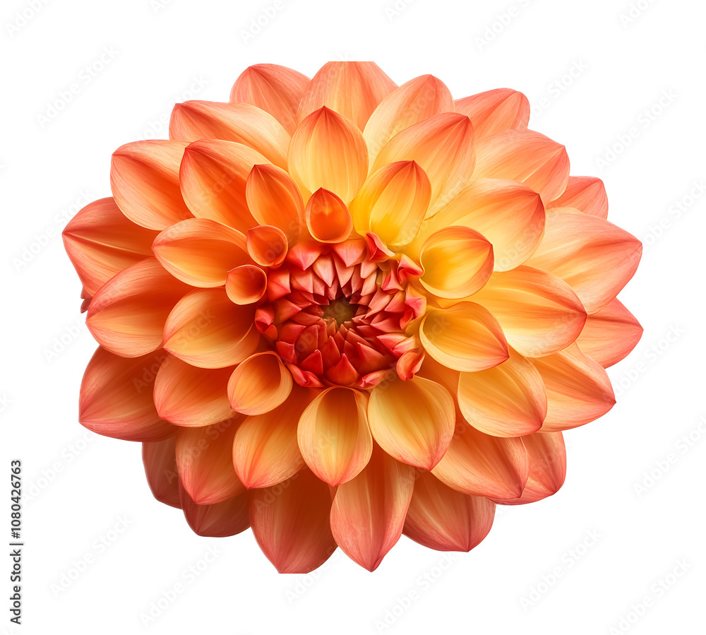Fototapeta premium Orange yellow dahlia flower on a transparent background. isolated background.