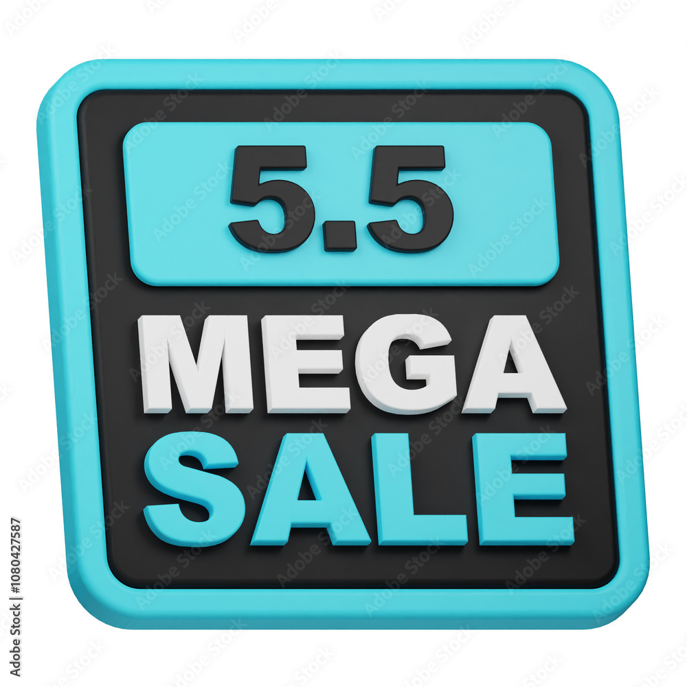 5.5 mega sale 3d icon isolated on the white background 5.5 mega sale 3d icon isolated on the white background
