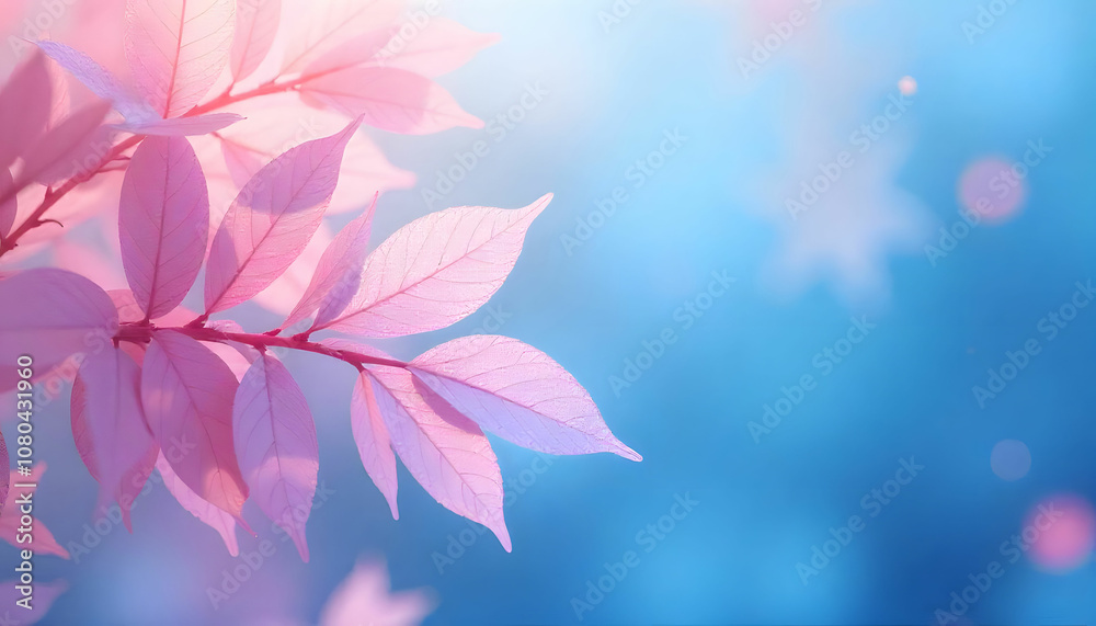 Obraz premium Dreamy Abstract Digital Art with Layered Pink and Blue Shades and Gradient Background