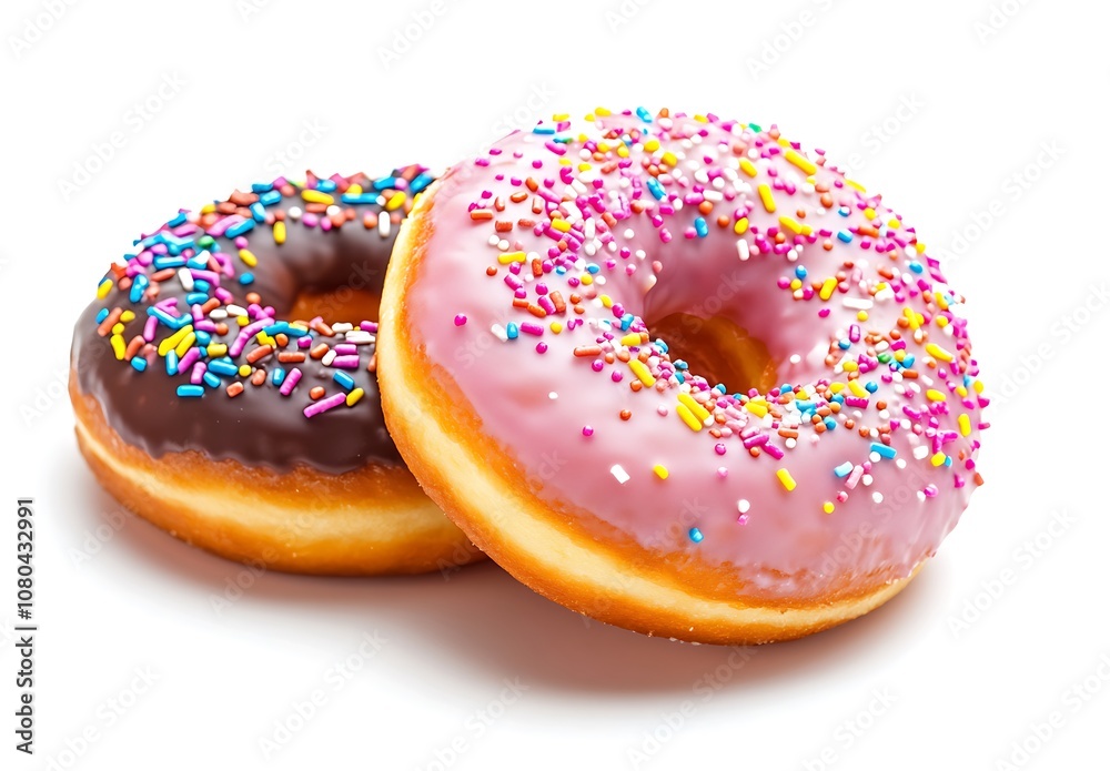 Delicious colorful donuts isolated on a white background, Generative AI Delicious colorful donuts isolated on a white background, Generative AI