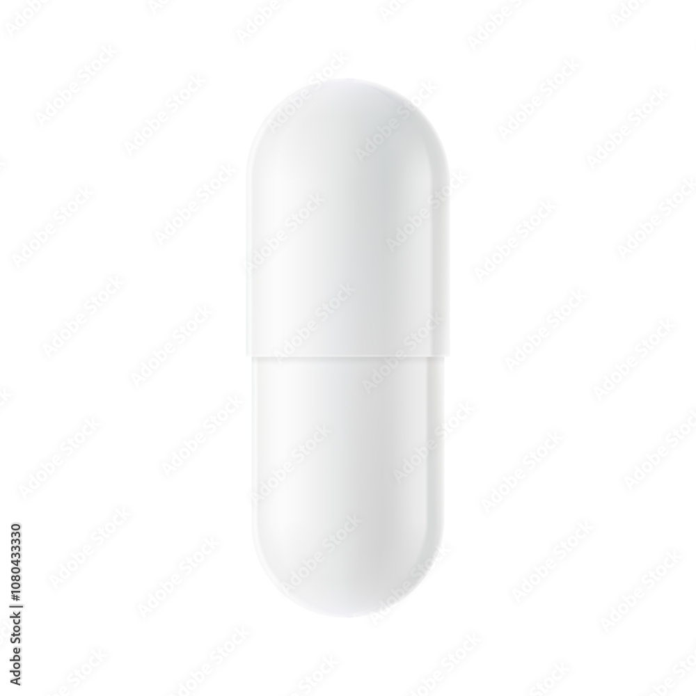 Realistic white capsule with two halves mockup. Vector illustration isolated on white background. Can be used for medical, cosmetic and sport nutrition. EPS10. Realistic white capsule with two halves mockup. Vector illustration isolated on white background. Can be used for medical, cosmetic and sport nutrition. EPS10.