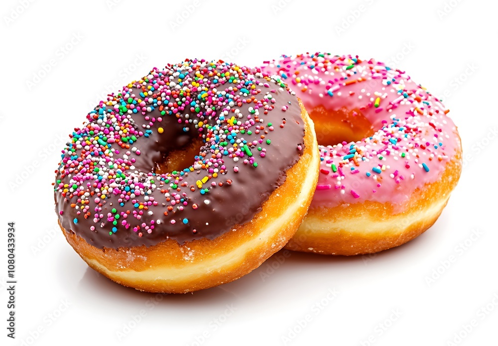 Delicious colorful donuts isolated on a white background, Generative AI Delicious colorful donuts isolated on a white background, Generative AI