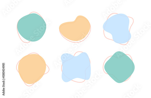 Color liquid blob shapes, pastel vector organic random forms, fluid silhouette, simple smooth ink stain. Highlight for social media stories. Stylish design elements