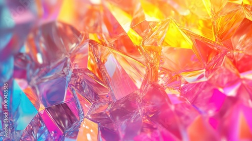 Abstract colorful crystal formations reflecting vibrant light.