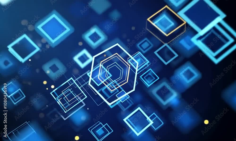 Abstract blue squares with blurred lights background. Abstract blue squares with blurred lights background.
