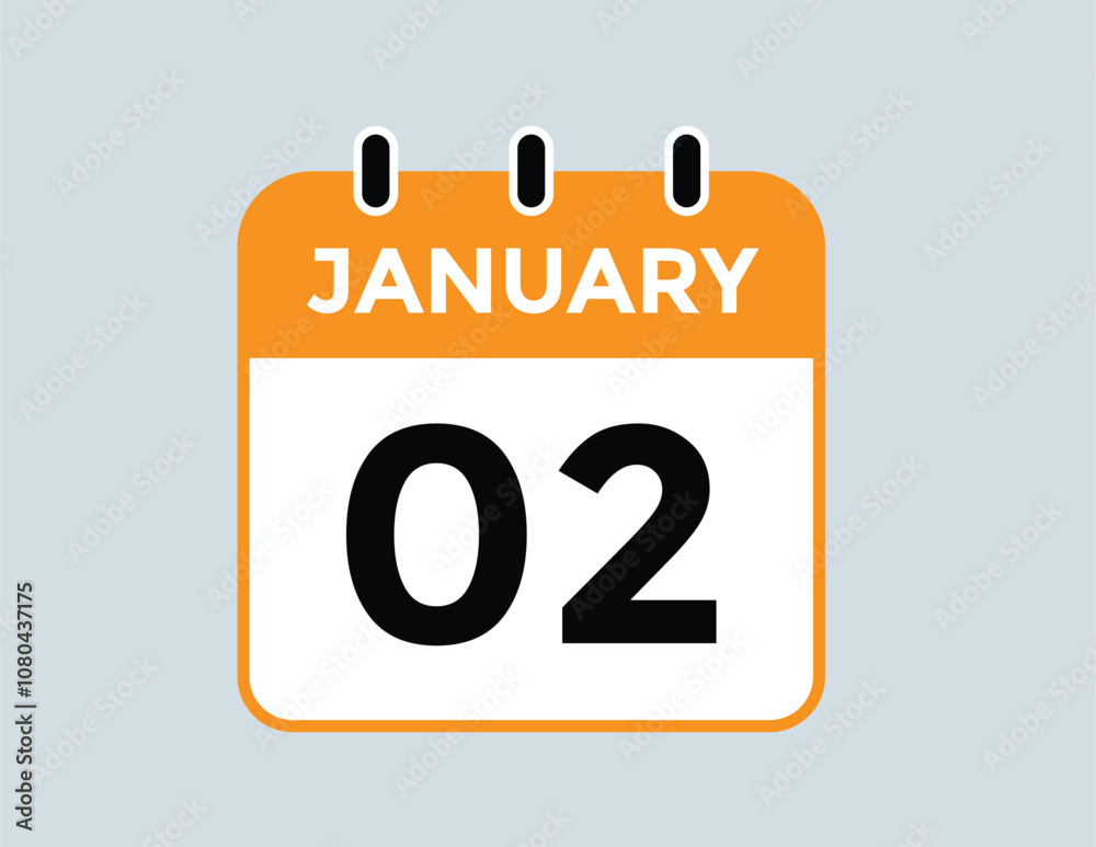 January 2 Calendar Day or Calender Date for Deadlines or Appointment. calendar date icon on white background January 2 Calendar Day or Calender Date for Deadlines or Appointment. calendar date icon on white background