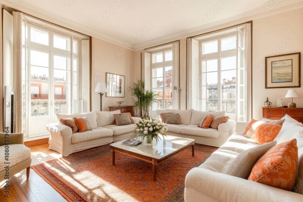 Bright and Airy Living Room with Large Windows for Interior Design Inspiration Bright and Airy Living Room with Large Windows for Interior Design Inspiration