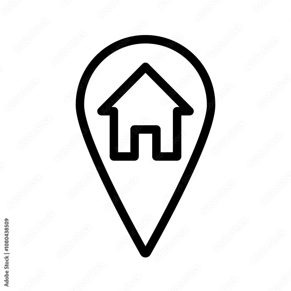 Address icon linear logo mark in black and white Address icon linear logo mark in black and white