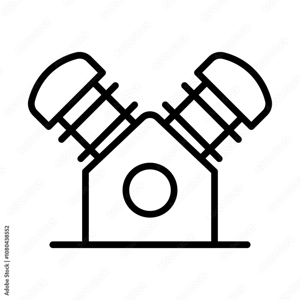 Air compressor pump icon linear logo mark in black and white Air compressor pump icon linear logo mark in black and white