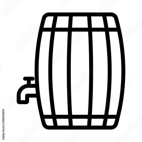 Barrel of beer icon linear logo mark in black and white