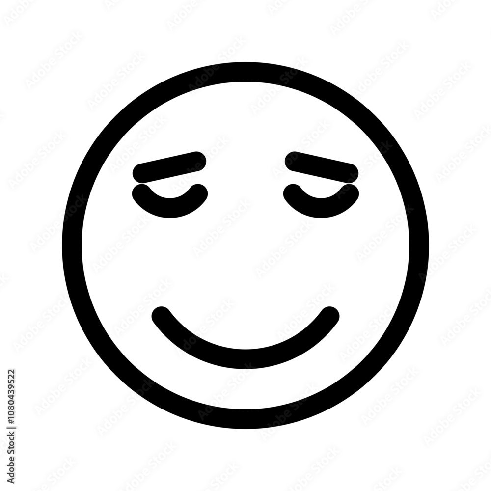 Calm Emoji icon linear logo mark in black and white Calm Emoji icon linear logo mark in black and white