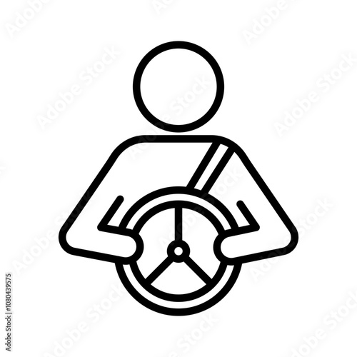 car driver icon linear logo mark in black and white