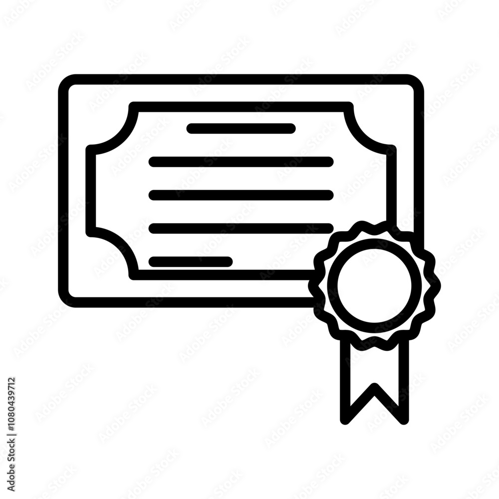 Certificate icon linear logo mark in black and white Certificate icon linear logo mark in black and white
