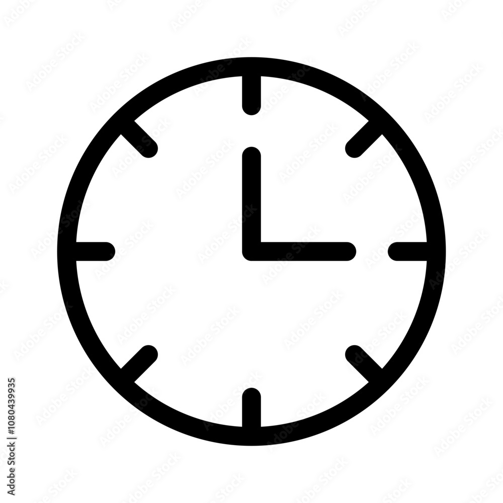 Clock icon linear logo mark in black and white Clock icon linear logo mark in black and white
