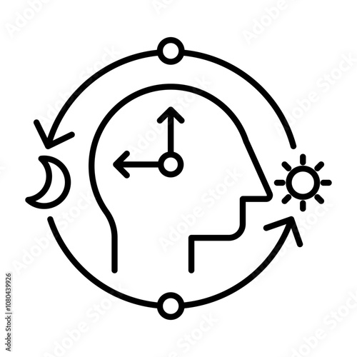 Circadian rhythms icon linear logo mark in black and white