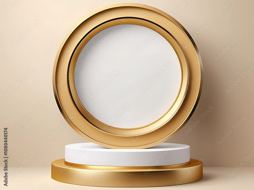 3d luxury gold podium with frame for Abstract round display for product on website Pro Vector 3d luxury gold podium with frame for Abstract round display for product on website Pro Vector