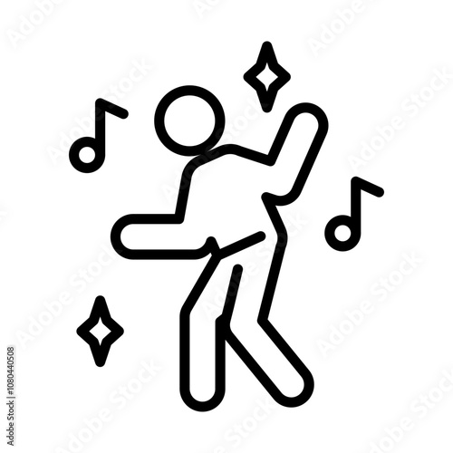 dance icon linear logo mark in black and white