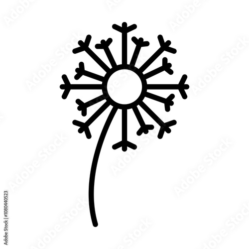 dandelion icon linear logo mark in black and white