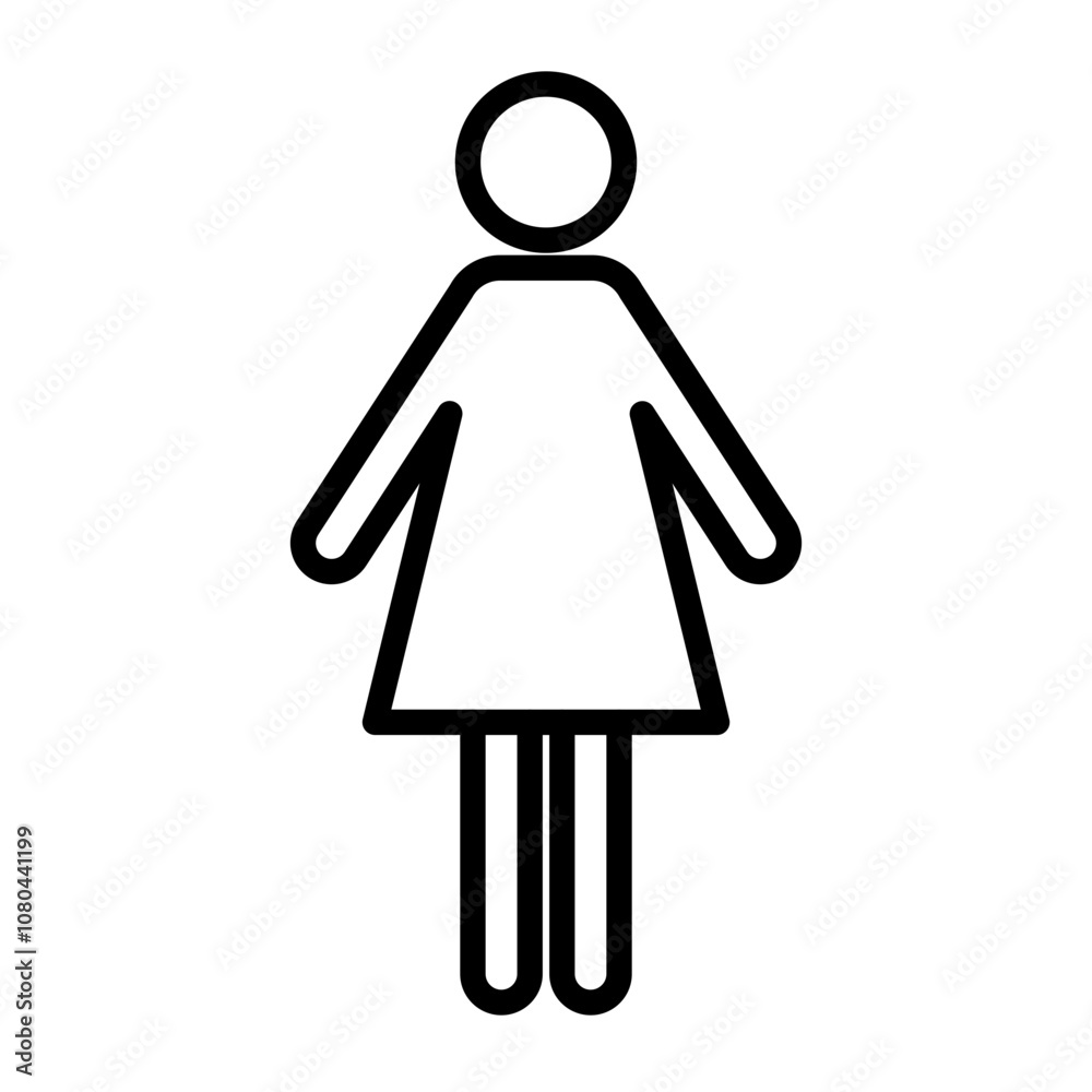 Female icon linear logo mark in black and white