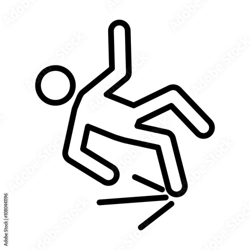 fall accident icon linear logo mark in black and white