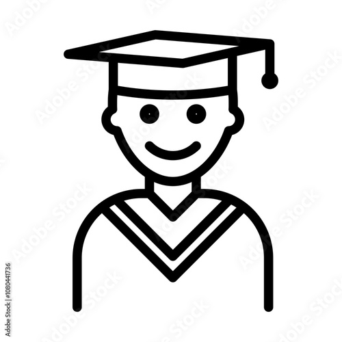 Graduation icon linear logo mark in black and white