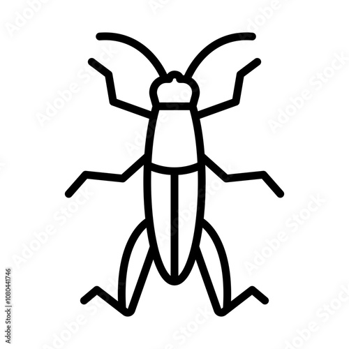 Grasshopper icon linear logo mark in black and white