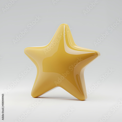 3d golden star on white background
