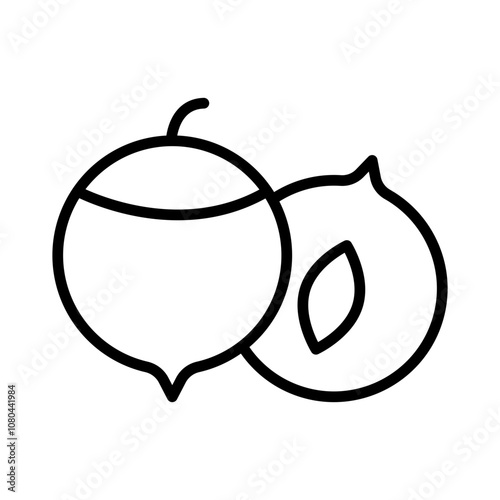 Hazelnut icon linear logo mark in black and white