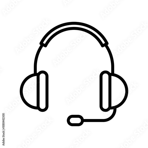 Helpdesk Headphone icon linear logo mark in black and white