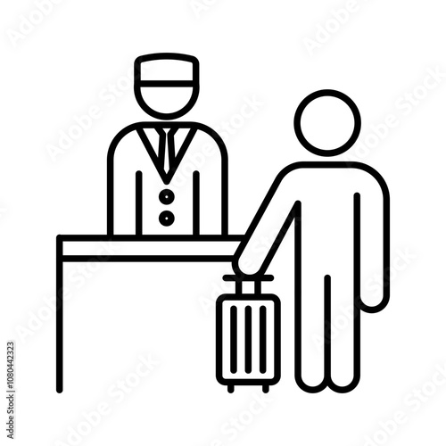 Hospitality industry icon linear logo mark in black and white