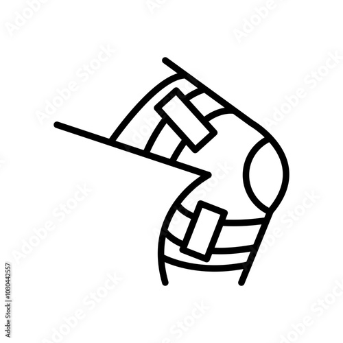 Knee Orthopedic Brace icon linear logo mark in black and white