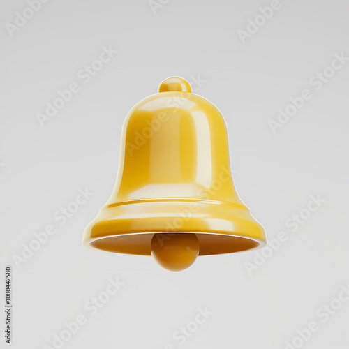 3d golden bell isolated on white bg