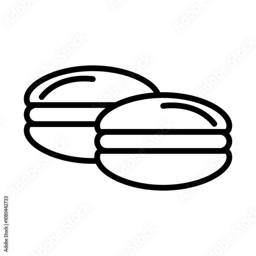 macarons icon linear logo mark in black and white