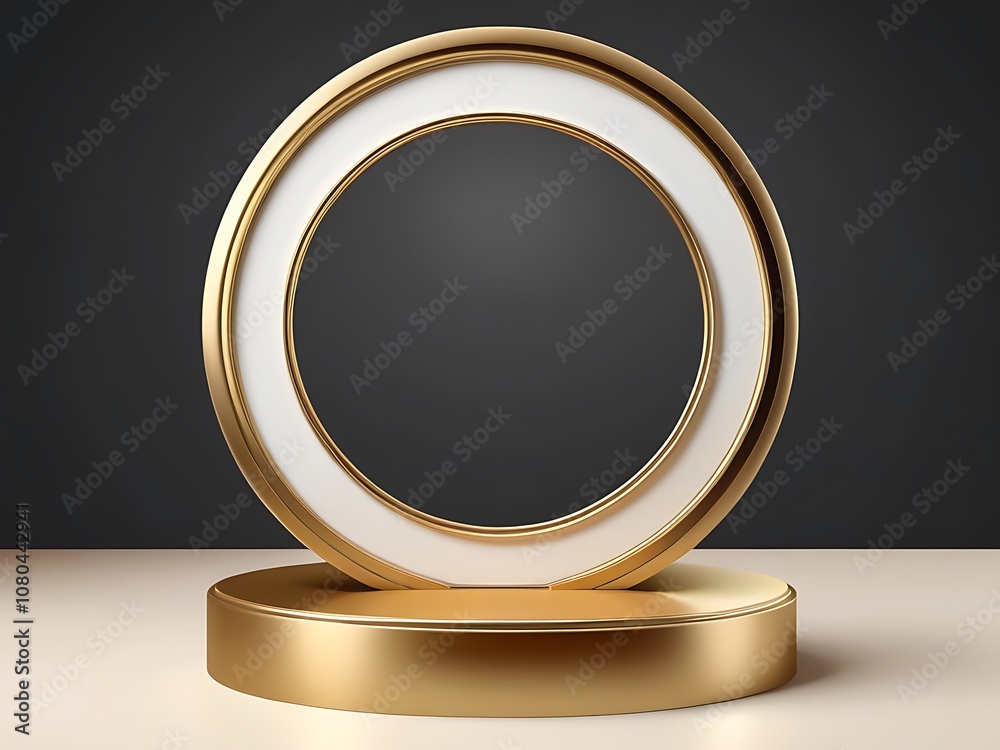 3d luxury gold podium with frame for Abstract round display for product on website Pro Vector 3d luxury gold podium with frame for Abstract round display for product on website Pro Vector