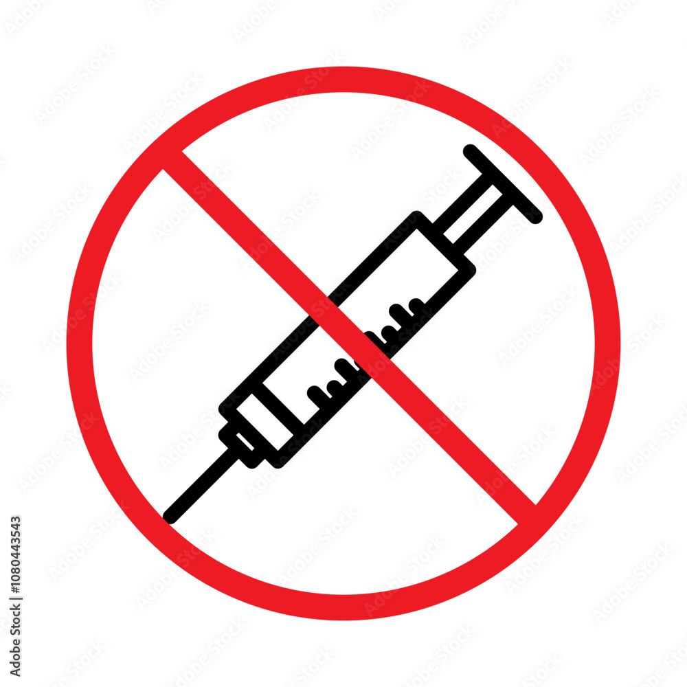 No vaccine icon linear logo mark in black and white No vaccine icon linear logo mark in black and white