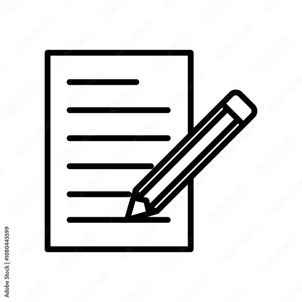 Note icon linear logo mark in black and white Note icon linear logo mark in black and white