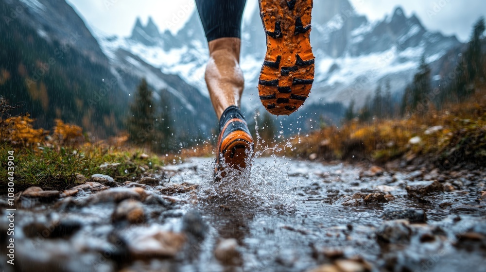 feet of trail running athlete is jogging and running for exercise and strong healthy body before marathon match. feet of trail running athlete is jogging and running for exercise and strong healthy body before marathon match.
