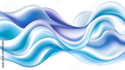 Abstract Blue and White Wavy Design on a White Background