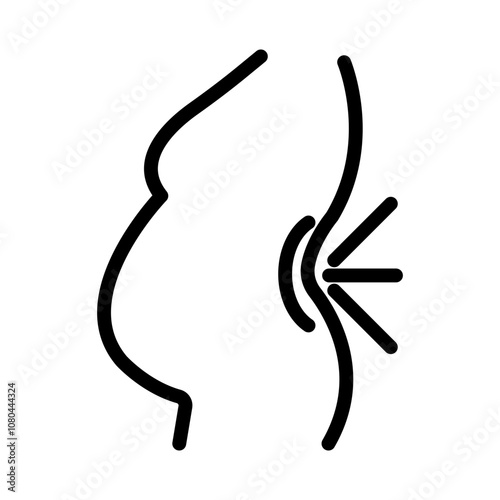 Pregnant woman backache icon linear logo mark in black and white