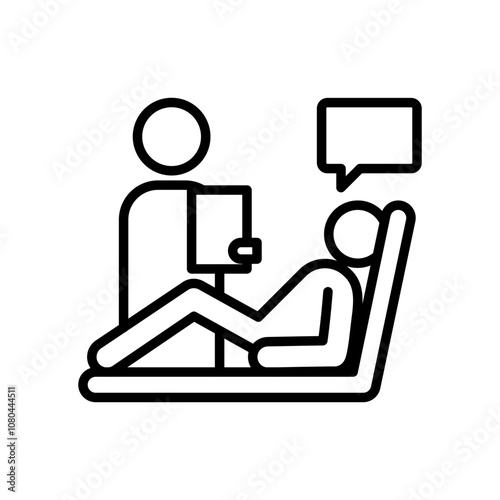 psychologist and patient icon linear logo mark in black and white