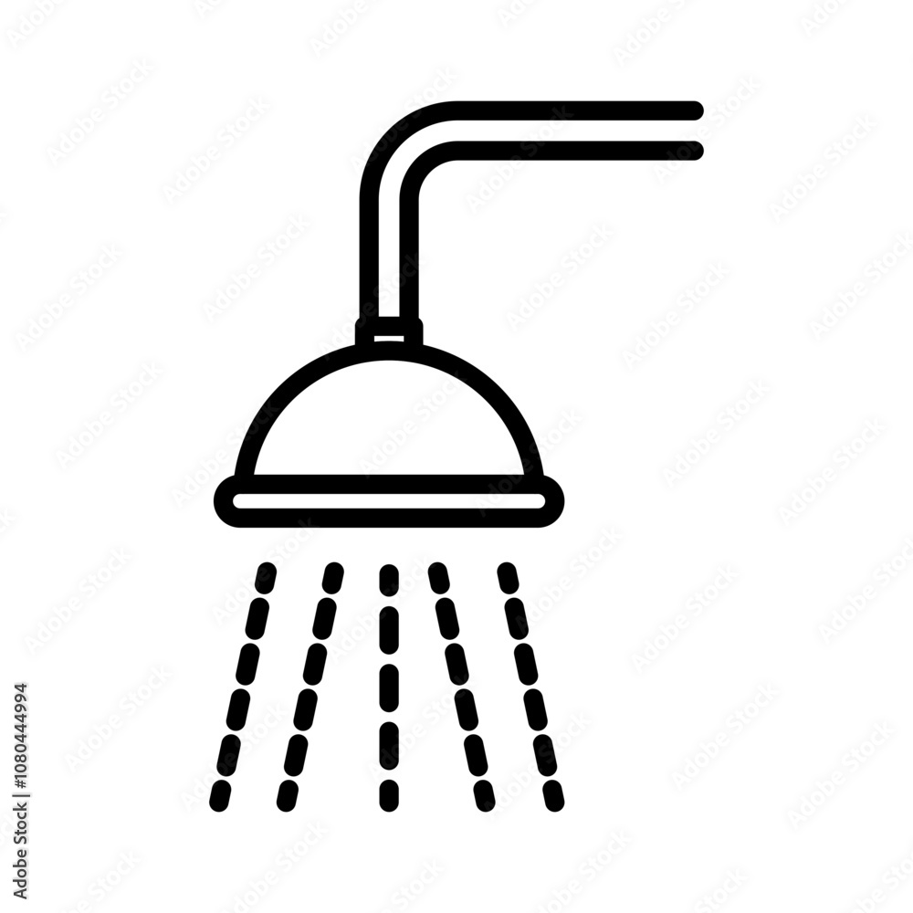 Shower icon linear logo mark in black and white Shower icon linear logo mark in black and white