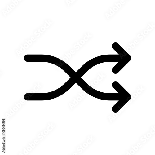 Shuffle icon linear logo mark in black and white