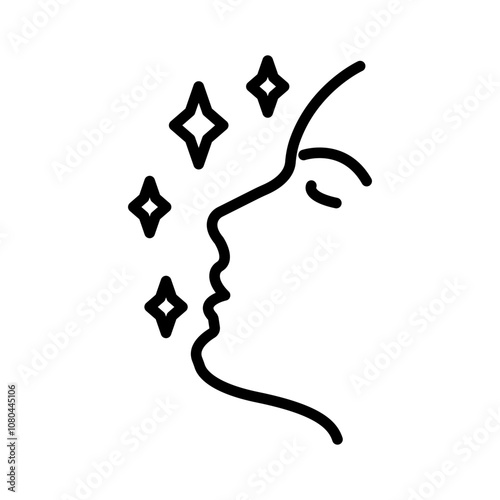 Skin care icon linear logo mark in black and white