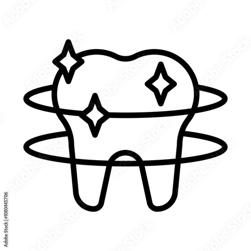 Teeth cleaning icon linear logo mark in black and white