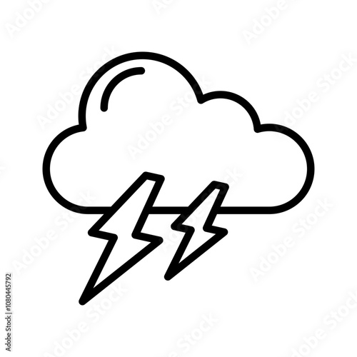 Thunder lightning icon linear logo mark in black and white