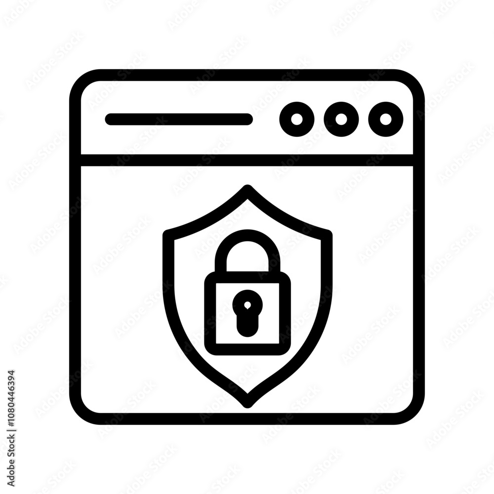 Web Security icon linear logo mark in black and white Web Security icon linear logo mark in black and white