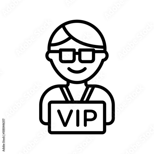 vip person icon linear logo mark in black and white