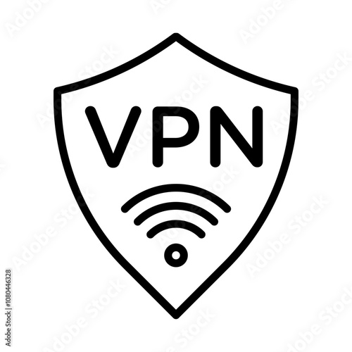 VPN icon linear logo mark in black and white